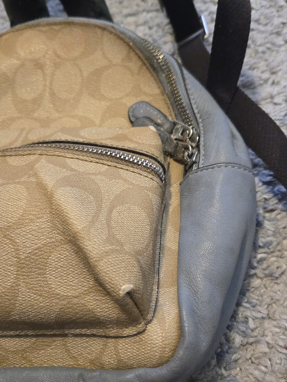 Coach Mini Charlie Backpack Signature Canvas Leather Grey Brown F58315 - Picture 6 of 14